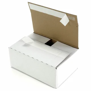 Wiederverschließbarer Karton 210x140x80 mm weiß